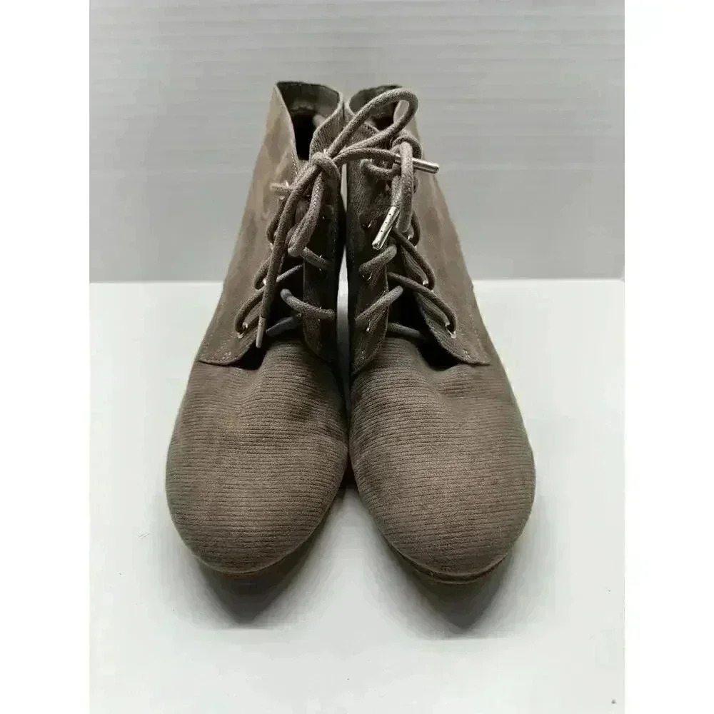 Dr. Scholl's Women's Dakota‎ Booties Brown Microfiber Suede Tie Wedge Size 8.5 W